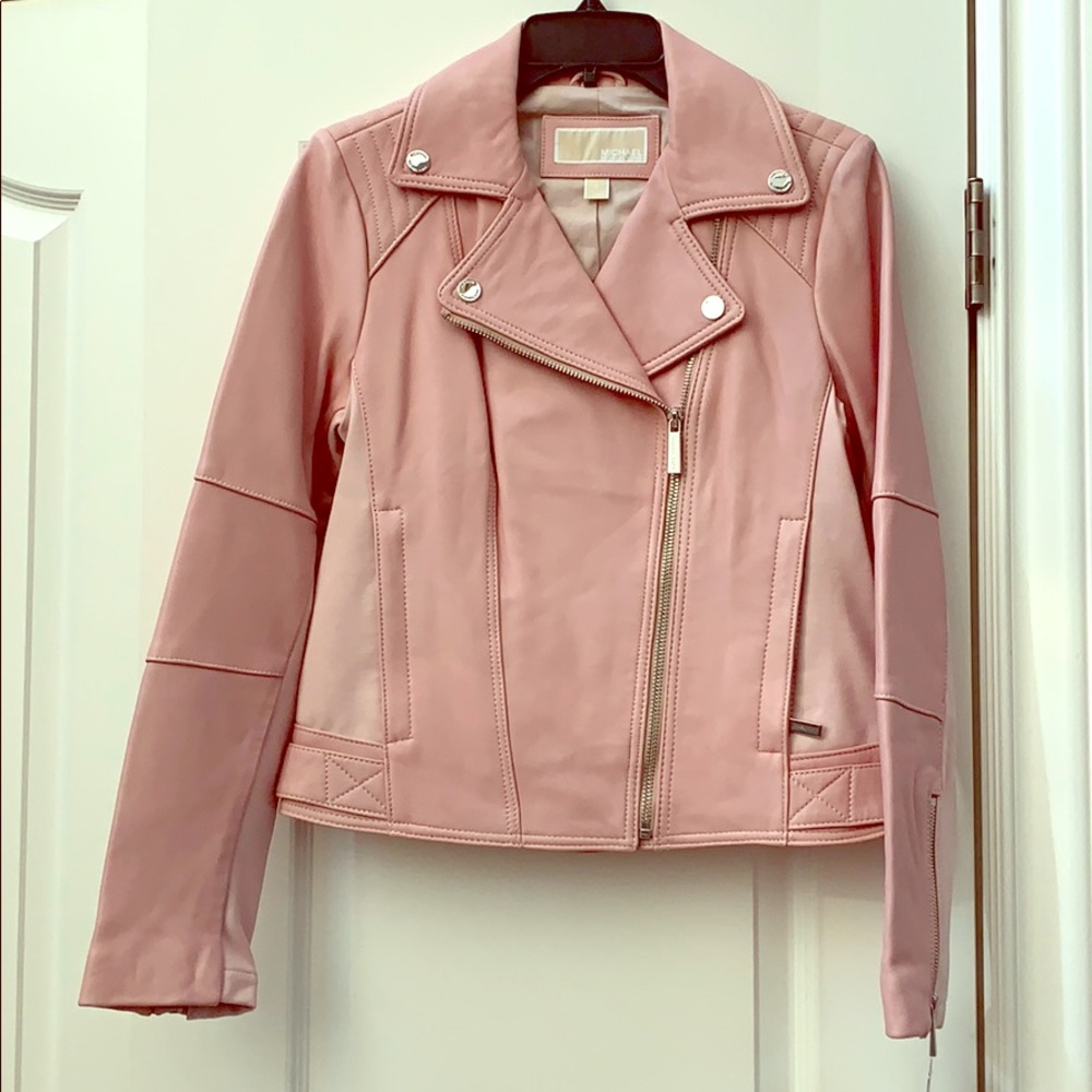 Michael Kors Pink w/Silver Detail Leather Jacket